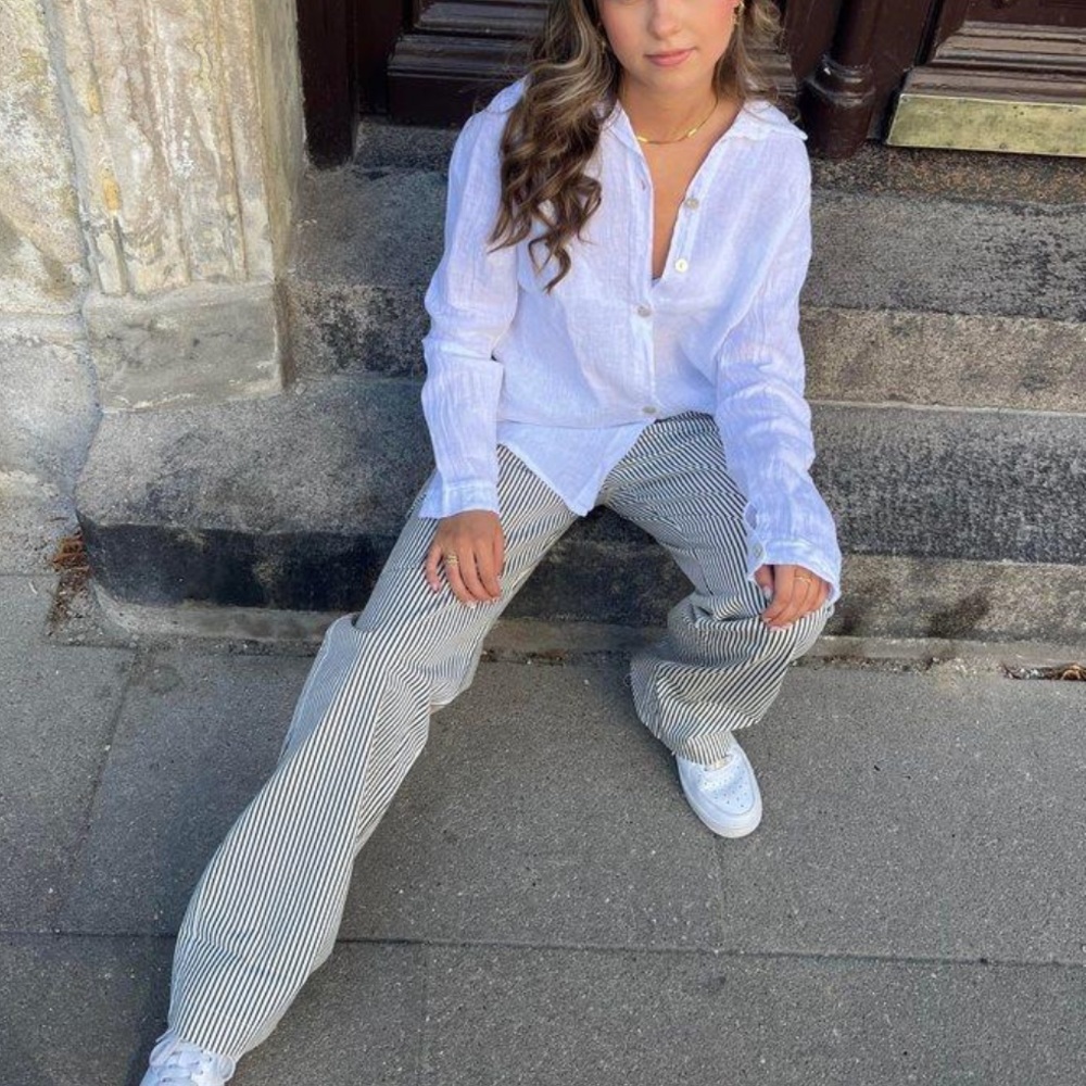 Women's White Button Down Linen Shirt